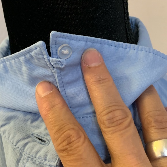 Columbia High Tech Fabric, Hiking Short Sleeve Shirt, Lt. Blue - Picture 2 of 6